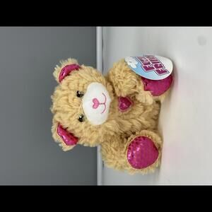 NWT Fuzzy FriendsTeddy Bear Metallic Pink Hearts 6" Greenbrier International *